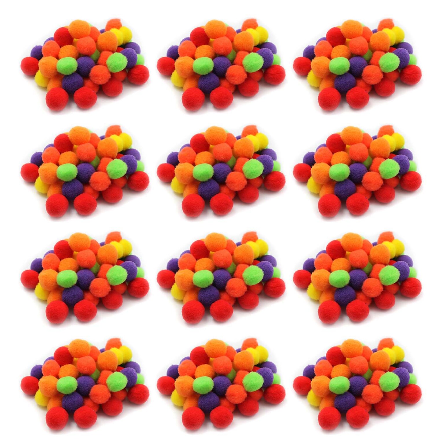 CLI Pom-Poms 1, Assorted Hot Colors, 50/Pack, 12 Packs (CHL69516-12)
