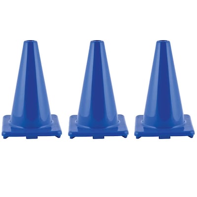 Champion Sports Hi-Visibility Flexible Vinyl Cone, 12, Royal Blue, 3/Bundle (CHSC12BL-3)