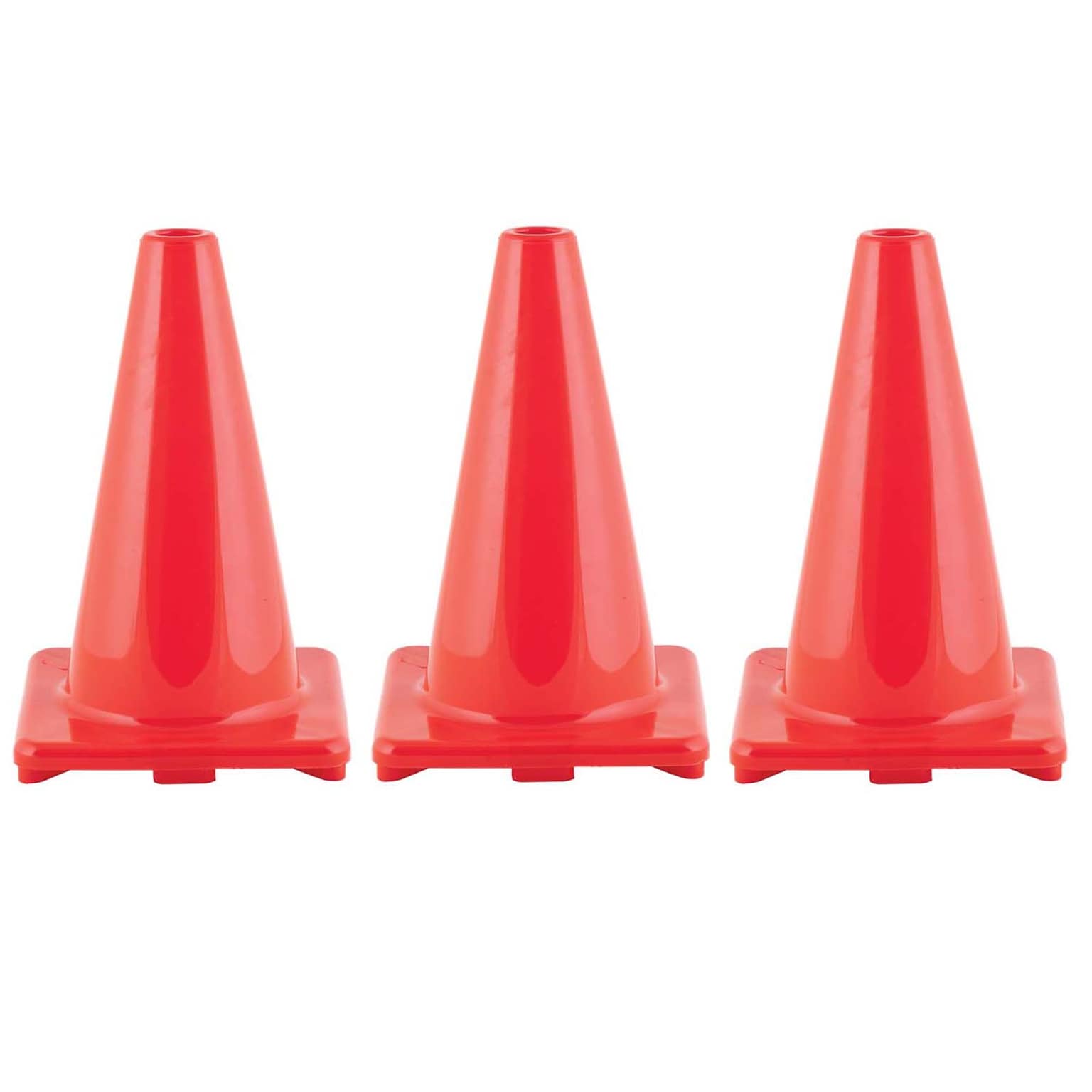 Champion Sports Hi-Visibility Flexible Vinyl Cone, 12, Orange, 3/Bundle (CHSC12OR-3)