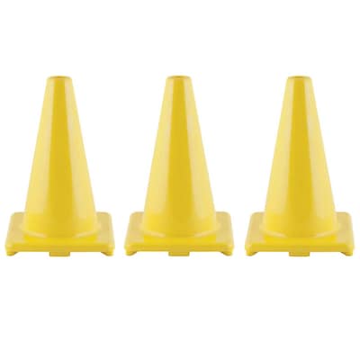 Champion Sports Hi-Visibility Flexible Vinyl Cone, 12, Yellow, 3/Bundle (CHSC12YL-3)