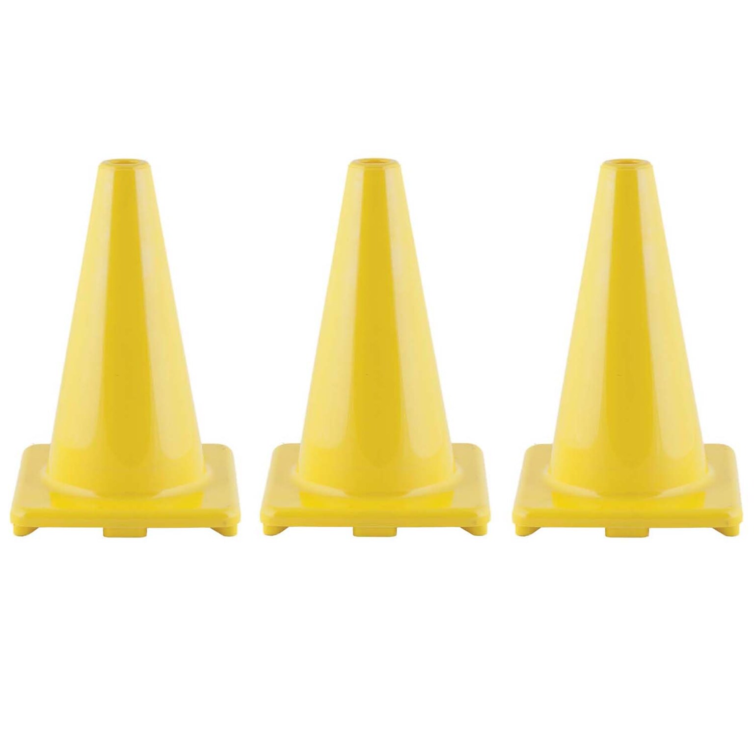 Champion Sports Hi-Visibility Flexible Vinyl Cone, 12, Yellow, 3/Bundle (CHSC12YL-3)