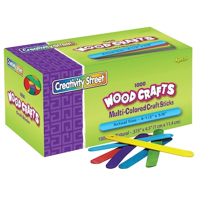 Creativity Street Regular Craft Sticks, Bright Hues Assorted, 4-1/2" x 3/8", 1000/Pack, 2 Packs (CK-377502-2)