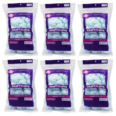 Creativity Street Triple Size Craft Fluffs, Blue, Approx. 1, 100 Pieces/Pack, 6 Packs (CK-6401-6)