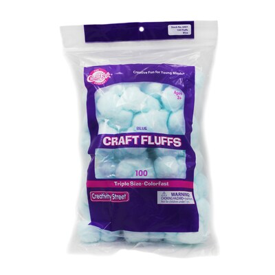 Creativity Street Triple Size Craft Fluffs, Blue, Approx. 1, 100 Pieces/Pack, 6 Packs (CK-6401-6)