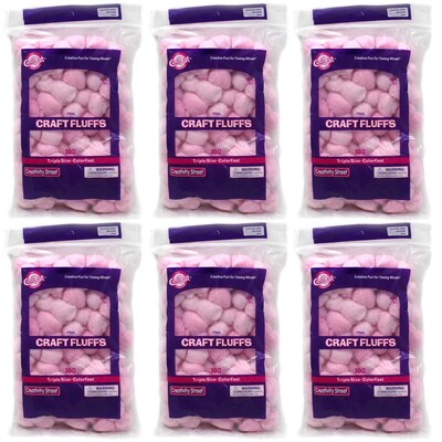 Creativity Street Triple Size Craft Fluffs, Pink, Approx. 1", 100 Pieces/Pack, 6 Packs (CK-6402-6)