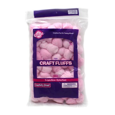 Creativity Street Triple Size Craft Fluffs, Pink, Approx. 1, 100 Pieces/Pack, 6 Packs (CK-6402-6)