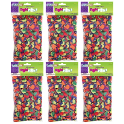 Creativity Street Pom Pons, Color Splash, 1, 100/Pack, 6 Packs (CK-811030-6)