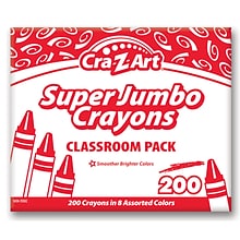 Cra-Z-Art Super Jumbo Crayons Classroom Pack, Assorted Colors, 200/Pack (CZA740131)
