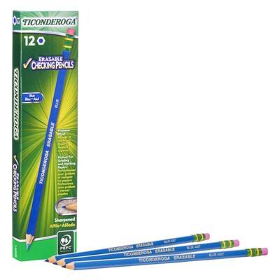 Ticonderoga Erasable Checking Pencils, Blue, 12/Bundle, 2 Bundles (DIX14209-2)