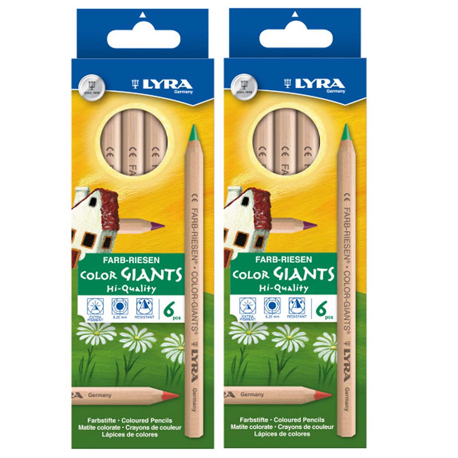 Lyra Color Giant Colored Pencils, Assorted Colors, 6/Bundle, 2 Bundles (DIX3941060-2)