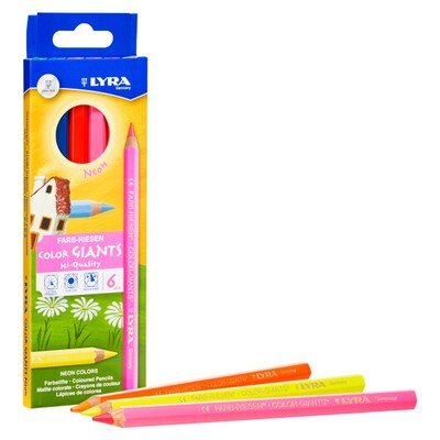 Lyra Color Giant Colored Pencils, Neon Colors, 6/Bundle, 2 Bundles (DIX3941063-2)