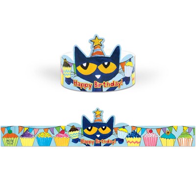 Teacher Created Resources Pete the Cat Happy Birthday Crowns, 24" x 4-3/4", Multicolor, 30/Pack, 2 Packs (EP-62000-2)