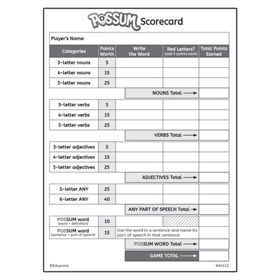 Teacher Created Resources POSSUM Dice Game, Multicolor (EP-66112)