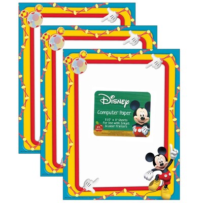 Eureka Mickey Mouse Clubhouse Primary Colors Computer Paper, 8.5 x 11, 50 Sheets/Pack, 3 Packs (EU