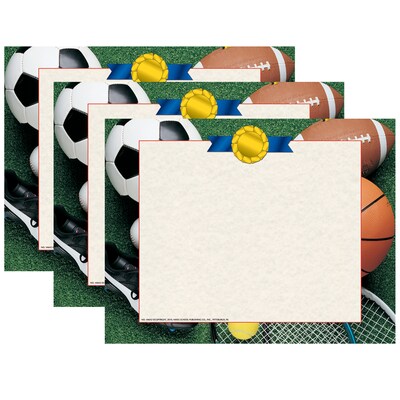 Hayes Publishing Athletic Border Paper, 8.5" x 11, 50 Sheets Per Pack, 3 Packs (H-VA642-3)