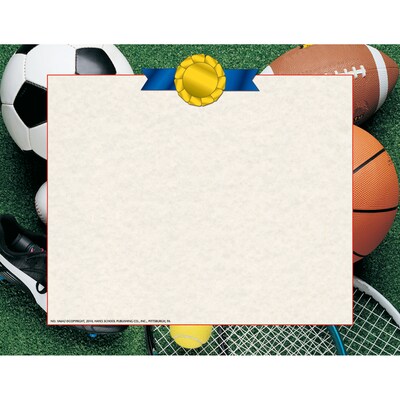 Hayes Publishing Athletic Border Paper, 8.5" x 11, 50 Sheets Per Pack, 3 Packs (H-VA642-3)