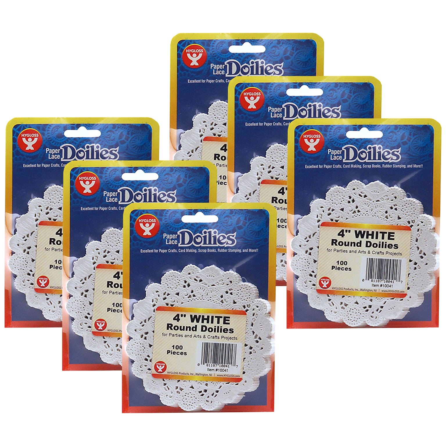 Hygloss 4 Round Paper Lace Doilies, White, 100/Pack, 6 Packs (HYG10041-6)