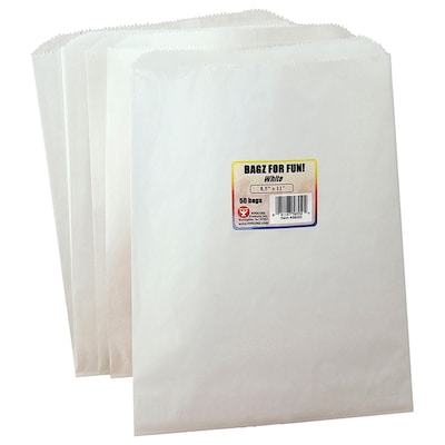 Hygloss 8.5" x 11" Pinch Bottom Paper Bag, White, 50/Pack, 3 Packs (HYG58550-3)