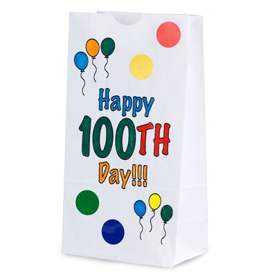 Hygloss Happy 100th Day Paper Bags, 25/Pack, 3 Packs (HYG64655-3)