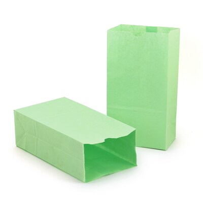 Hygloss Gusseted Paper Bags, #6 (6" x 3.5" x 11"), Lime Green, 50/Pack, 2 Packs (HYG66519-2)
