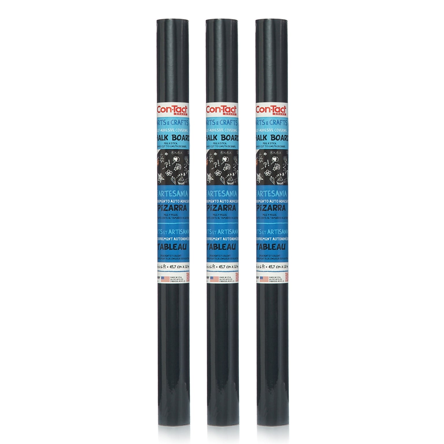 Con-Tact Adhesive Chalkboard Roll, 18 x 6, Black, 3/Bundle (KIT06FC905206-3)