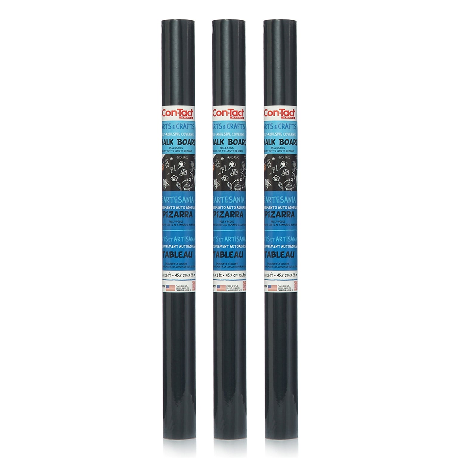 Con-Tact Adhesive Chalkboard Roll, 18 x 6, Black, 3/Bundle (KIT06FC905206-3)