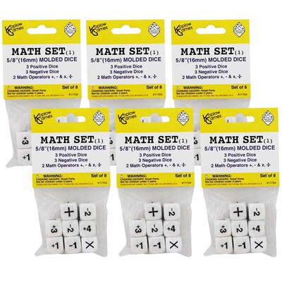 Koplow Games Positive/Negative Dice Set, 8 Per Set, 6 Sets (KOP11704-6)