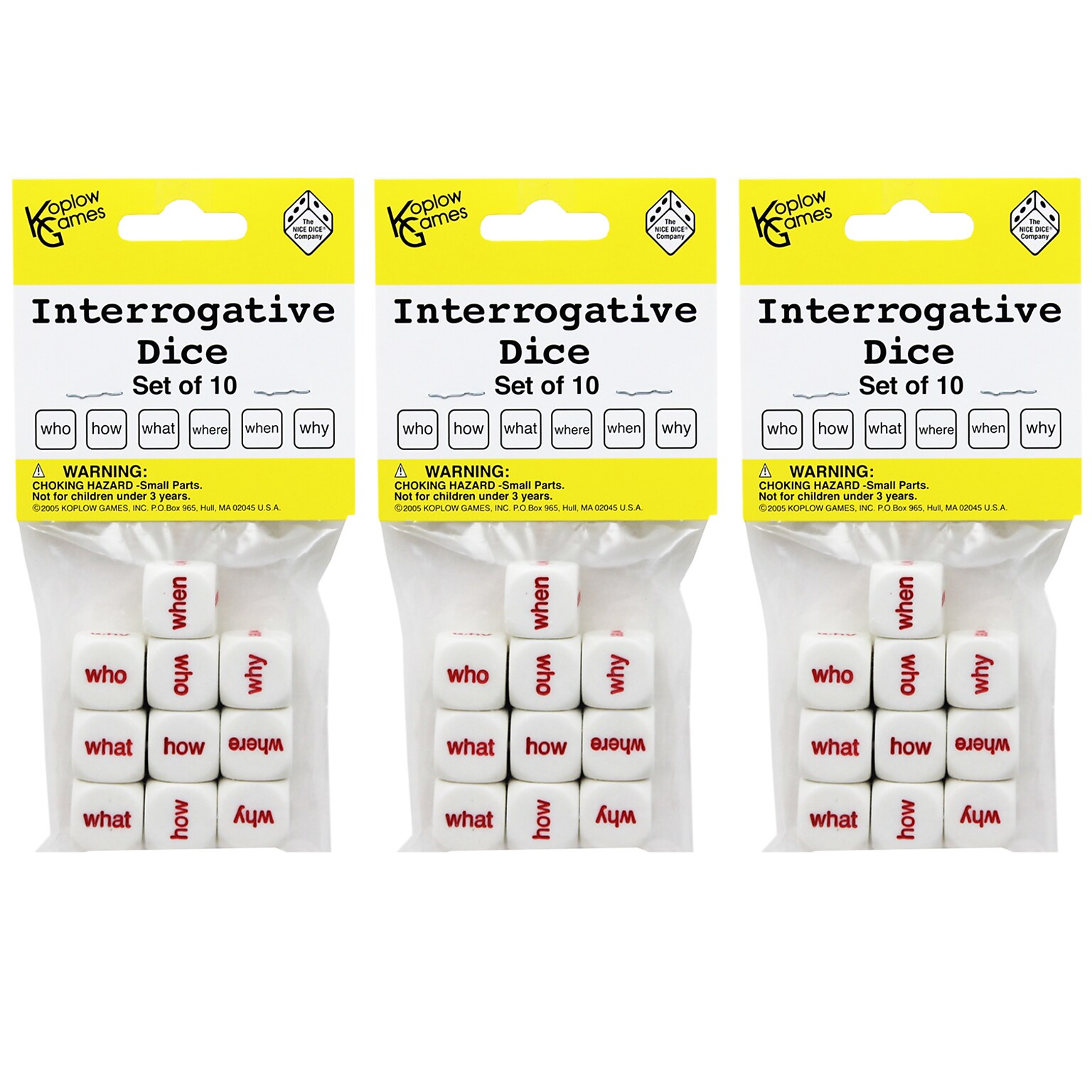 Koplow Games Interrogative Dice, 10 Per Set, 3 Sets (KOP12090-3)