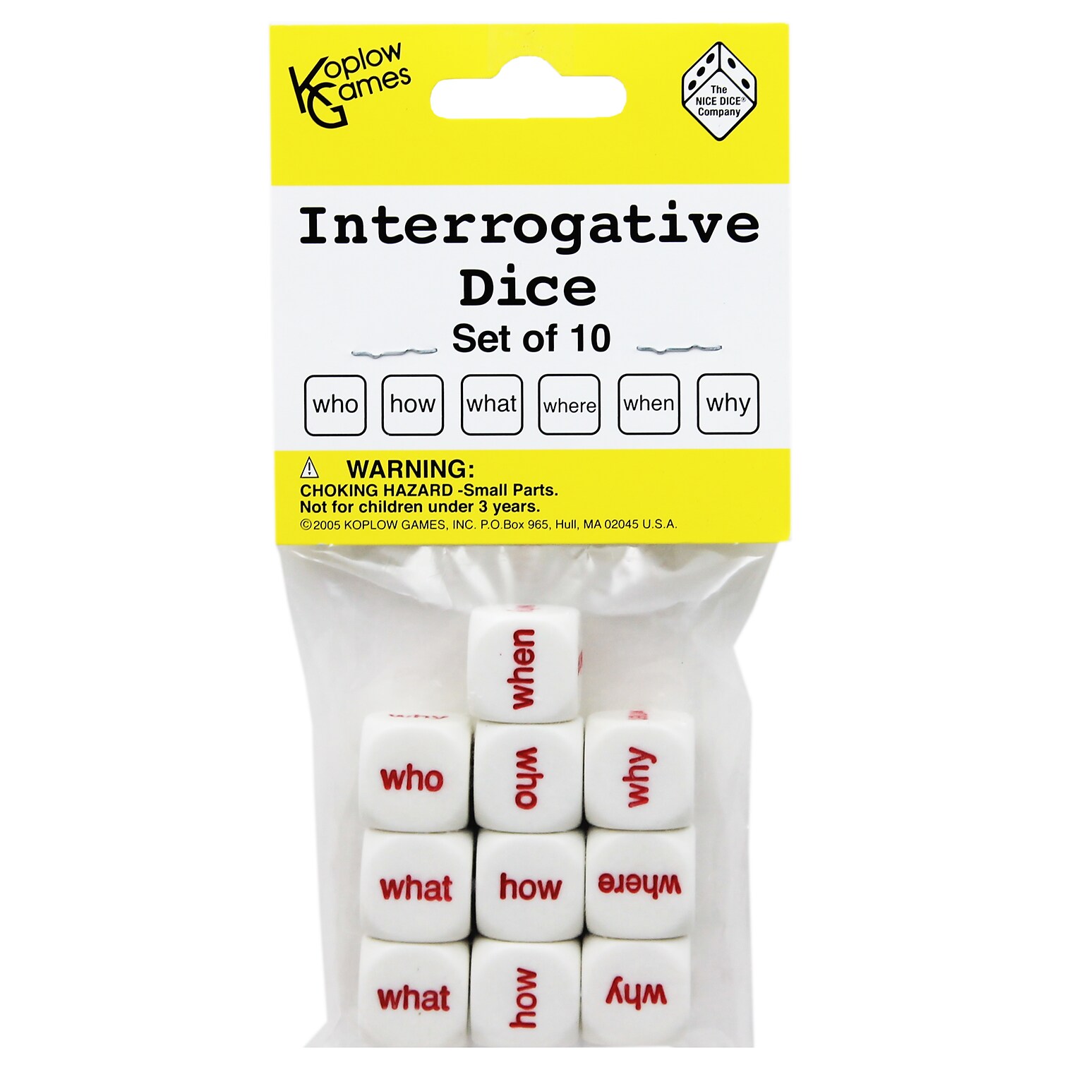 Koplow Games Interrogative Dice, 10/Set, 3 Sets/Bundle (KOP12090-3)