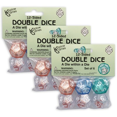 Koplow Games 12-Sided Double Dice Set, 6/Pack, 3 Packs (KOP12620-3)