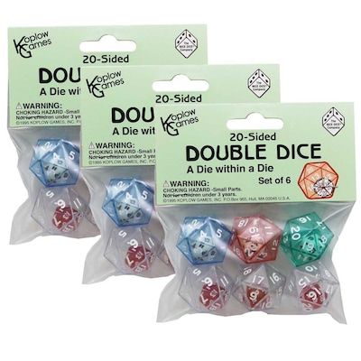 Koplow Games 20-Sided Double Dice Set, 6/Pack, 3 Packs (KOP12622-3)