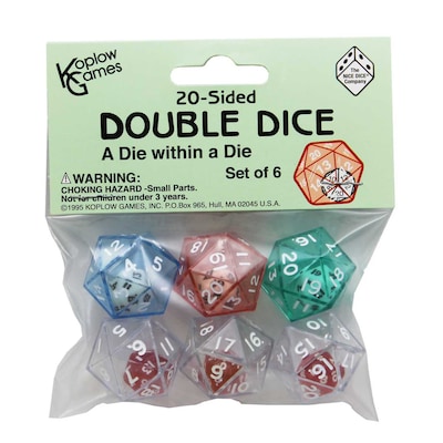 Koplow Games 20-Sided Double Dice Set, 6/Pack, 3 Packs (KOP12622-3)