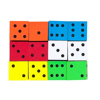 Koplow Games Assorted Color Spot Foam Dice, 12/Pack, 6 Packs/Bundle (KOP17332-6)