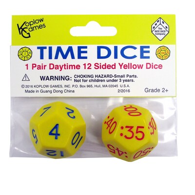 Koplow Games Time Dice, Pair of Yellow (AM), 6 Sets (KOP18847-6)