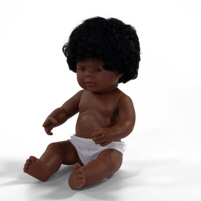 MINILAND Anatomically Correct 15 African-American Baby Girl Doll (MLE31060)