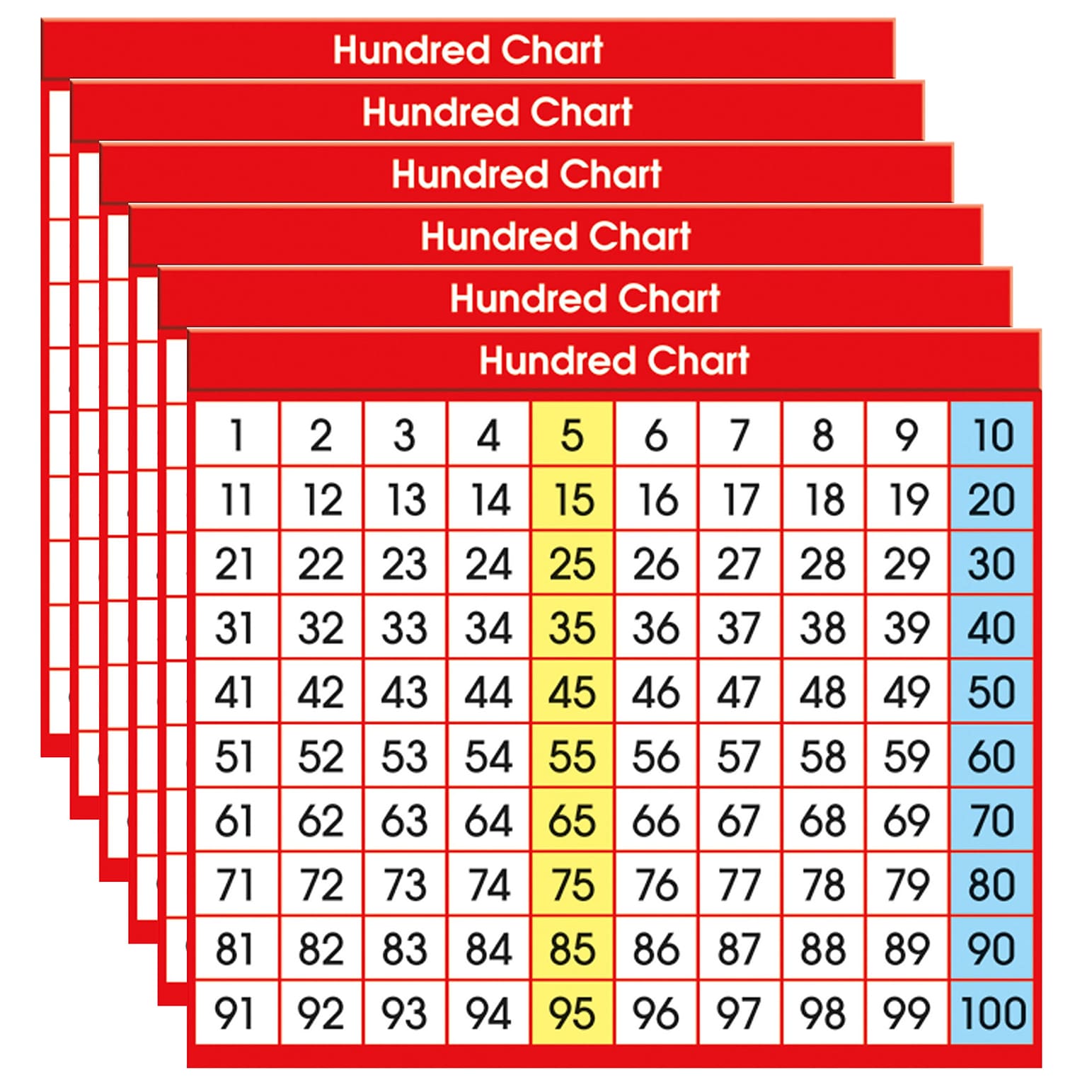 North Star Teacher Resources Hundred Chart Adhesive Desk Plate, 36 Per Pack, 6 Packs (NST9051-6)