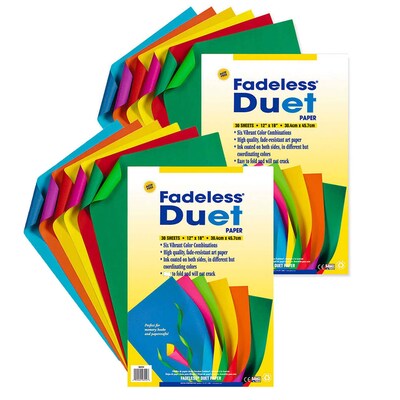 Fadeless Duet Sheets, 12 x 18, 6 Color Combinations, 30/Pack, 2 Packs/Bundle (PAC0056554-2)