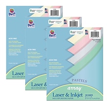 Pacon Array Computer Paper, 8.5 x 11, Assorted Pastel, 100 Sheets/Pack, 3/Pack (PAC101048-3)