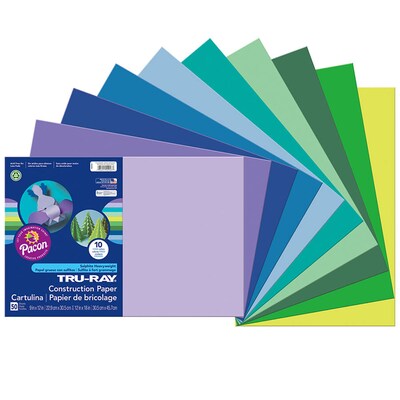 Pacon Tru-Ray 12 x 18 Construction Paper, Cool Colors, 50 Sheets/Pack, 3 Packs (PAC102943-3)
