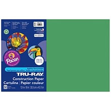 Pacon Tru-Ray 12 x 18 Construction Paper, Holiday Green, 50 Sheets/Pack, 5 Packs (PAC102961-5)