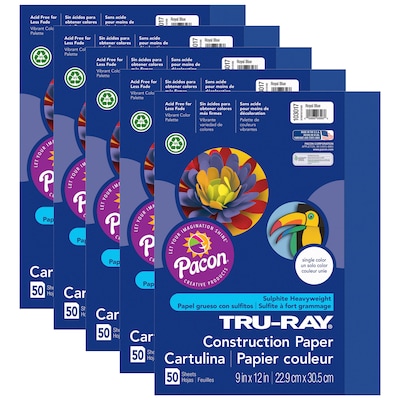 Pacon Tru-Ray 9 x 12 Construction Paper, Royal Blue, 50 Sheets/Pack, 5 Packs (PAC103017-5)