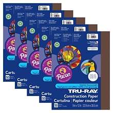 Pacon Tru-Ray 9 x 12 Construction Paper, Dark Brown, 50 Sheets/Pack, 5 Packs (PAC103024-5)