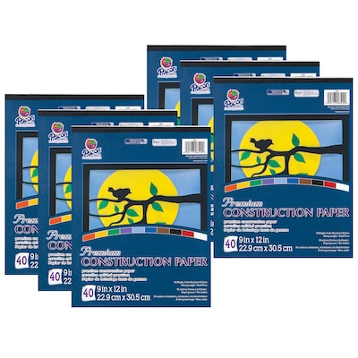 Pacon Tru-Ray 9 x 12 Construction Paper Pad, Assorted Colors, 40 Sheets/Pack, 6 Packs (PAC6592-6)