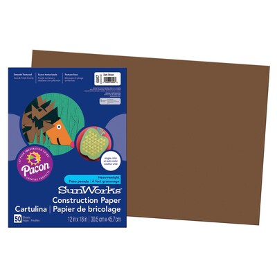 Prang® Construction Paper, Dark Brown, 12" x 18", 50 Sheets Per Pack, 5 Packs (PAC6807-5)