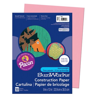 Prang® Construction Paper, Pink, 9" x 12", 50 Sheets Per Pack, 10 Packs (PAC7003-10)