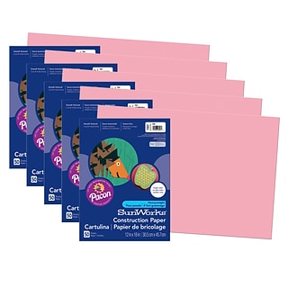 Prang® Construction Paper, Pink, 12 x 18, 50 Sheets Per Pack, 5 Packs  (PAC7007-5)