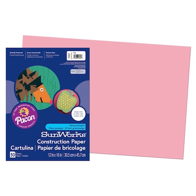 Prang® Construction Paper, Pink, 12" x 18", 50 Sheets Per Pack, 5 Packs (PAC7007-5)