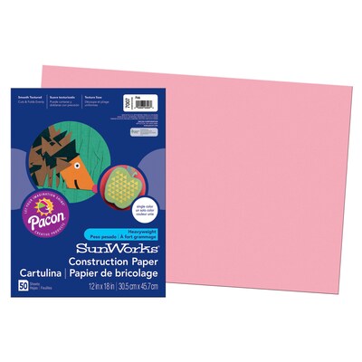 Prang® Construction Paper, Pink, 12 x 18, 50 Sheets Per Pack, 5 Packs  (PAC7007-5)