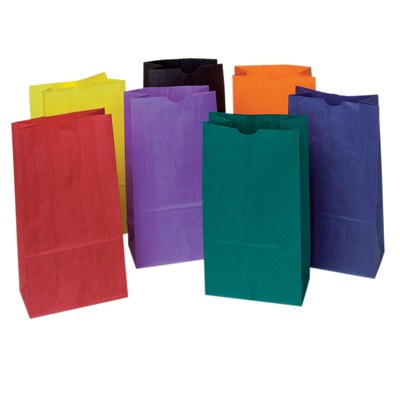 Creativity Street Kraft Bag, Assorted Bright Colors, 6" x 3-5/8" x 11", 28/Pack, 3 Packs (PAC72140-3)