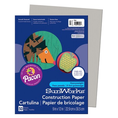 Prang® Construction Paper, Gray, 9" x 12", 50 Sheets Per Pack, 10 Packs (PAC8803-10)